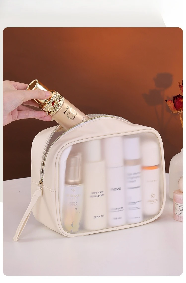 Halbtransparentes Luxus-Kosmetiktaschen-Set, 3-teilig, Große Reise-Kosmetikorganizer-Taschen, Tragbare Toilettenartikel-Aufbewahrung für Frauen – Detail 5