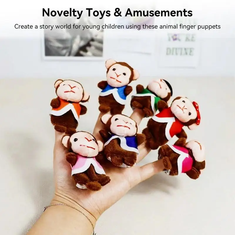 Monkey Finger Puppets 7Pcs Pluszowe figurki Zabawki Zabawny zestaw lalek na palec Historia Czas Nauka Pomoc dla szkoły Odgrywanie ról Impreza