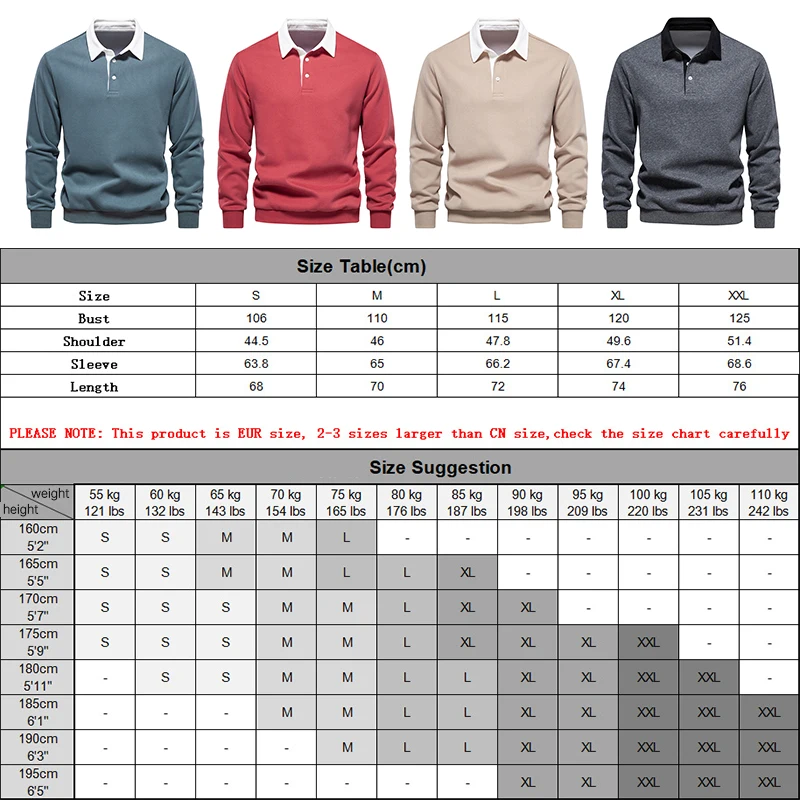 Men Autumn Polo Shirt Long Sleeve Pullovers Trendy Business Casual Fashion Tops Solid Color Sweatshirt Youth Sweater