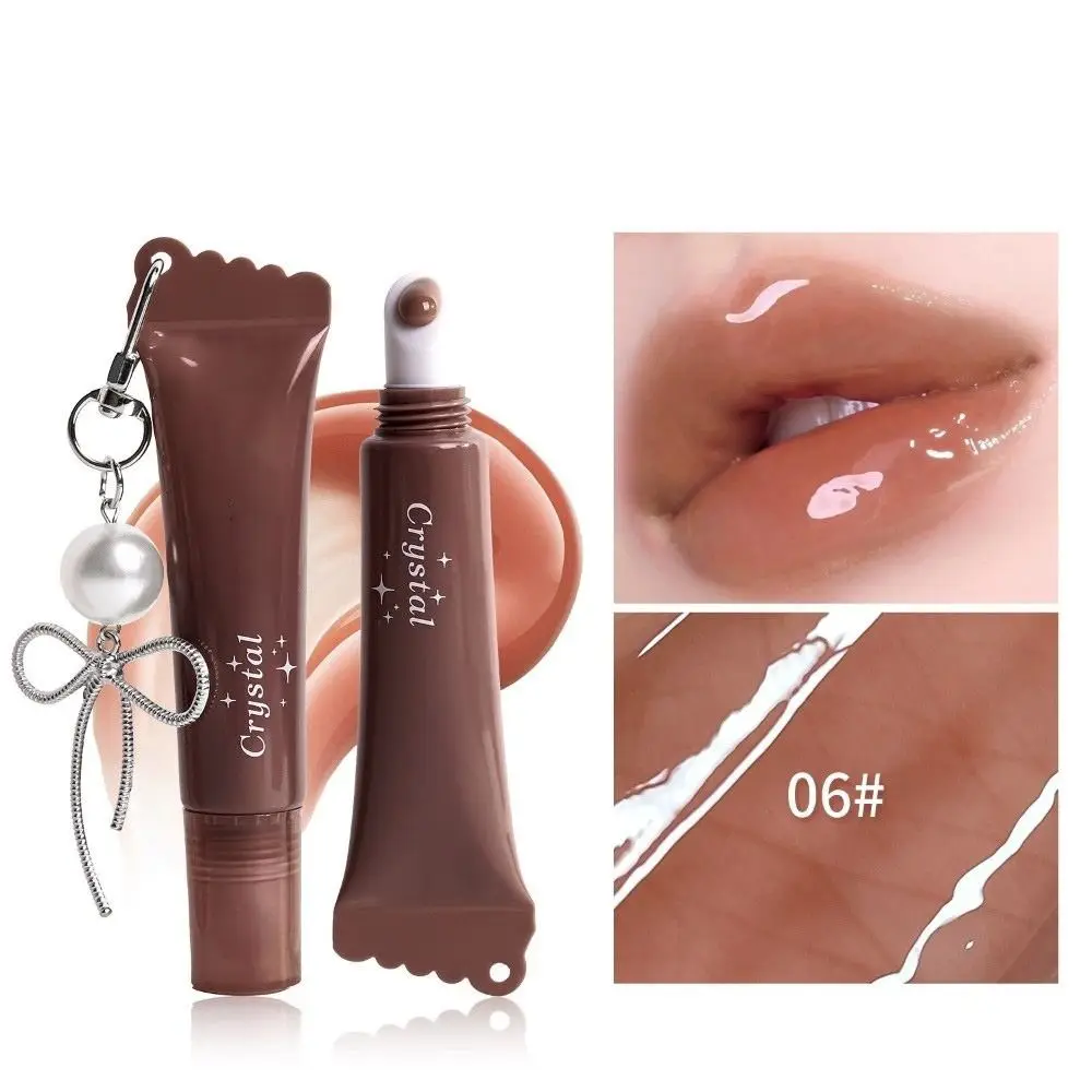 New Hydrating Mirror Lip Gloss Shiny with Bow Keychain Hydrating Gloss Lip Moisturizing Lipstick Beauty Cosmetics