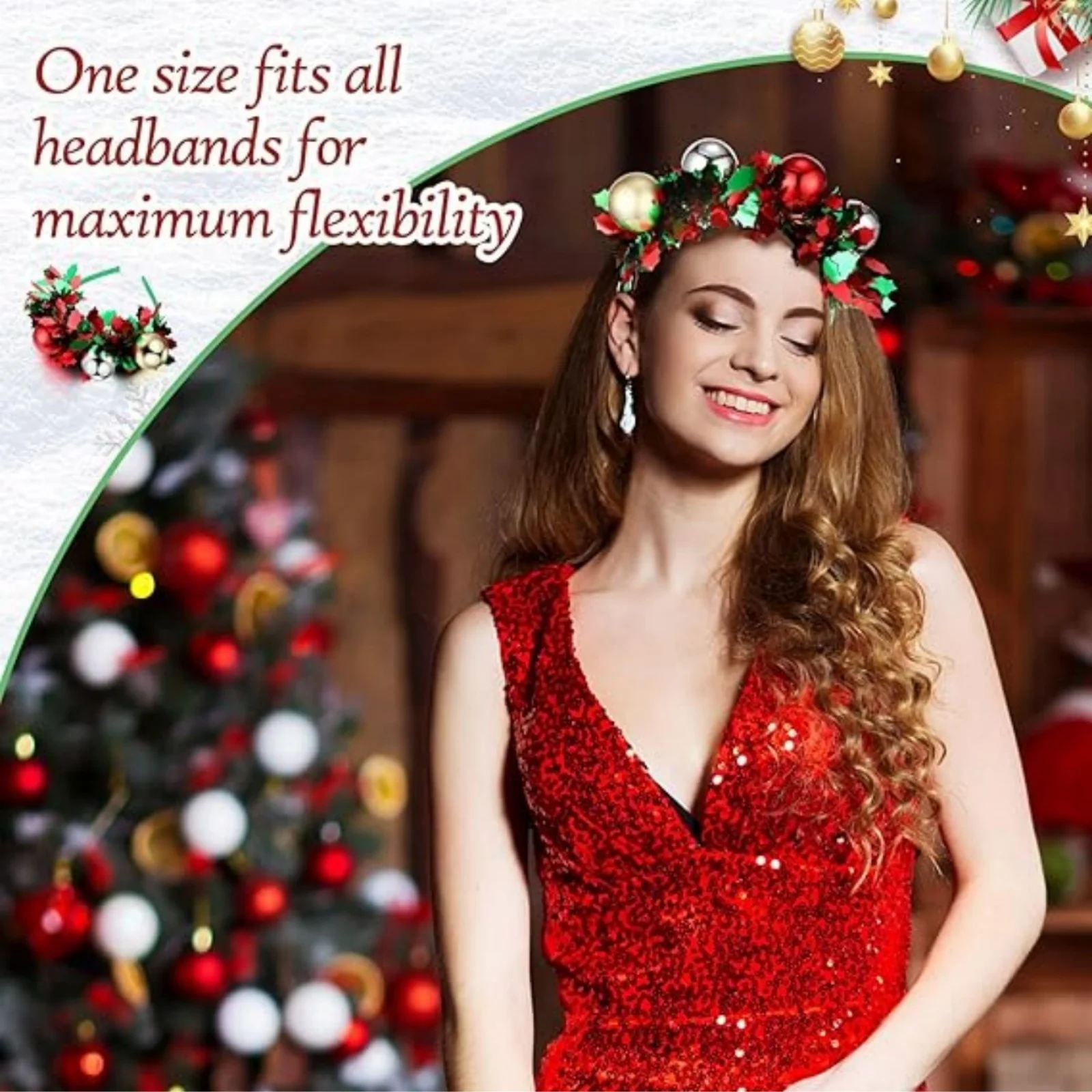 1PC Ball und bunte Streifen Haarreifen, Weihnachtskopfschnalle, kreative leuchtende Party bunte Kugel Kopfbedeckung ABS – Detail 3