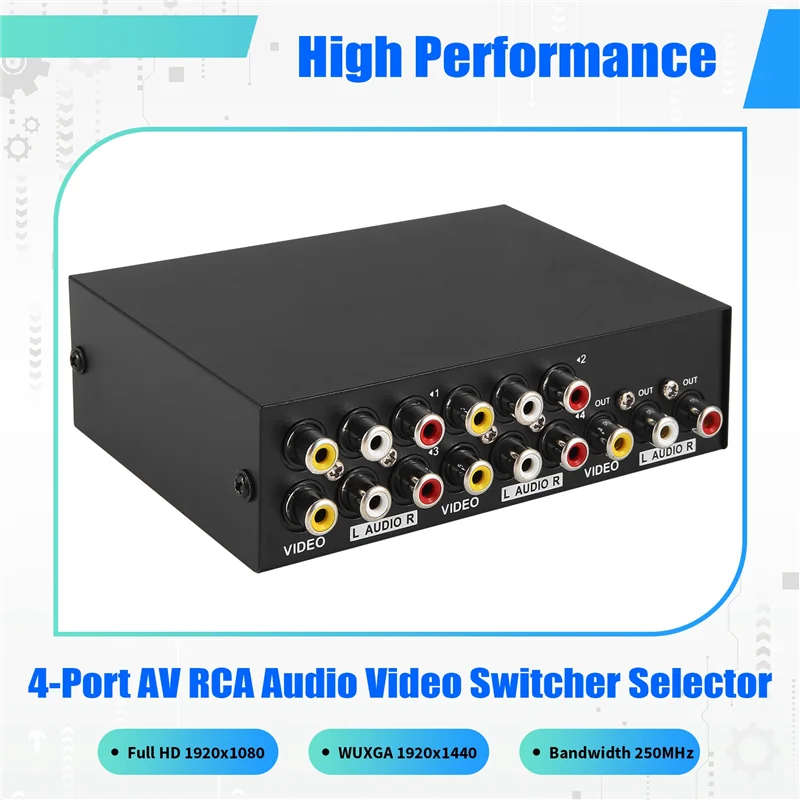 Excellent-4 Port AV Switch RCA Switcher 4 In 1 Out Composite Video L/R Audio Selector Box For DVD STB Game Consoles