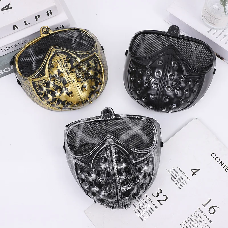 Black Steampunk Punk Mask Unisex Rock Biker Gothic Plastic Rivet Half-face Mask Masquerade for Cosplay Party Supplies