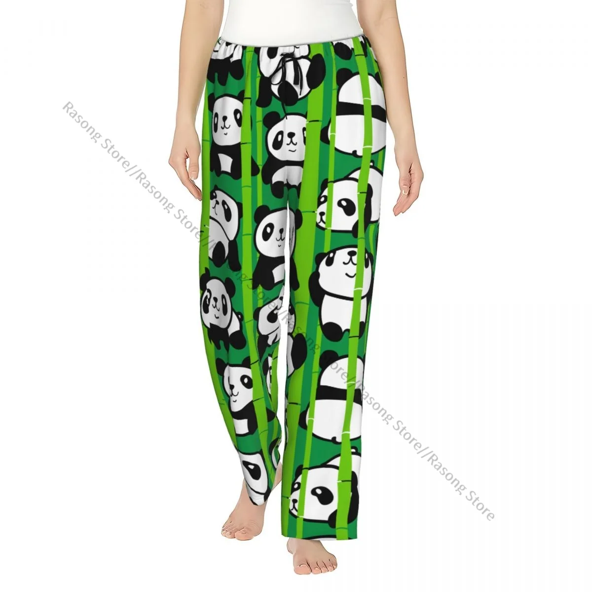 

Warm Women Pajama Pants Cute Panda And Bamboo Flannel Sleep Bottoms Soft Fleece Loungewear
