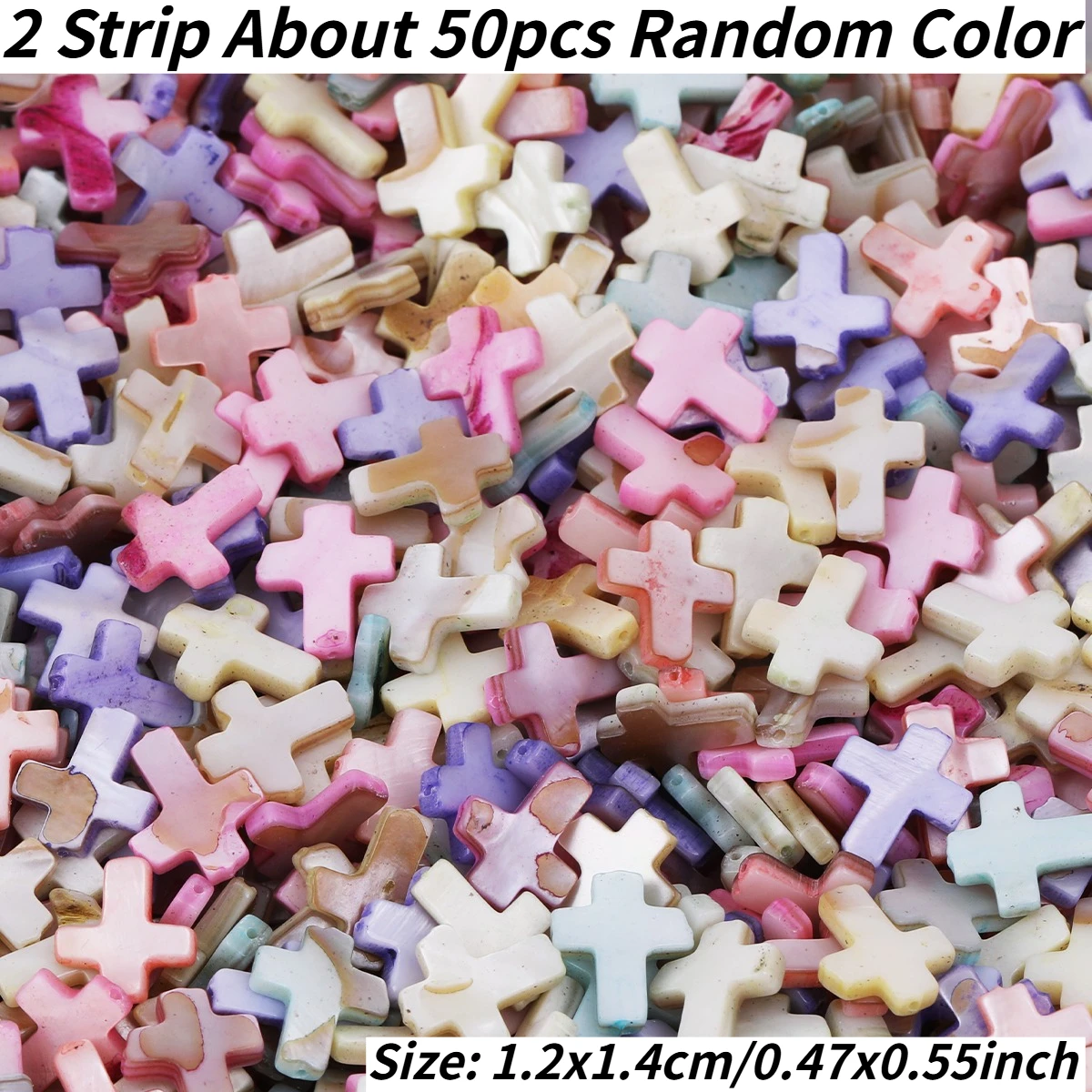 2 Strips About 50pcs Random Color Cross‑Shaped Shell Beads 12*14mm Loose Spacer Beads For Bracelet Jewelry DIY Craft Making*