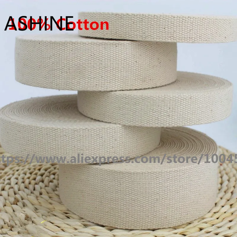 5 meter Thick Plain Weave Heavy Cotton Webbing Tape Bag Straps Belt Sling Fabric Strap 20mm/25mm/30mm/40mm/50mm