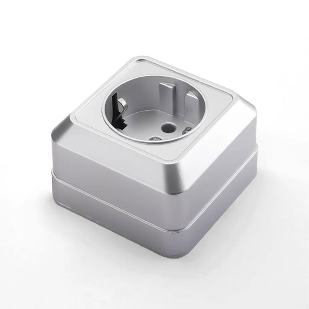 Silvery Paint Plastic Flame Retardant With Ground Electrical Outlets Classic EU Standard Power Sockets Wall Mounted Plugs Socket