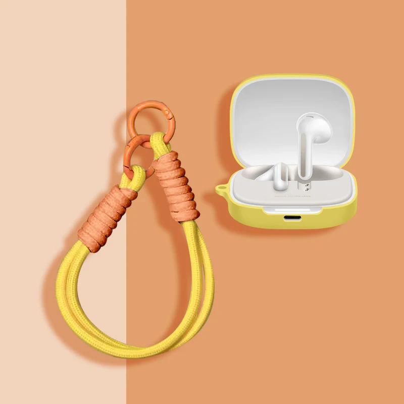 حافظة سماعة الرأس مناسبة لـ Redmi Buds 5 6s 6 Play 7s حافظة من السيليكون مناسبة لـ Xiaomi Redmi Buds 6 مع إبزيم مضاد للخسارة