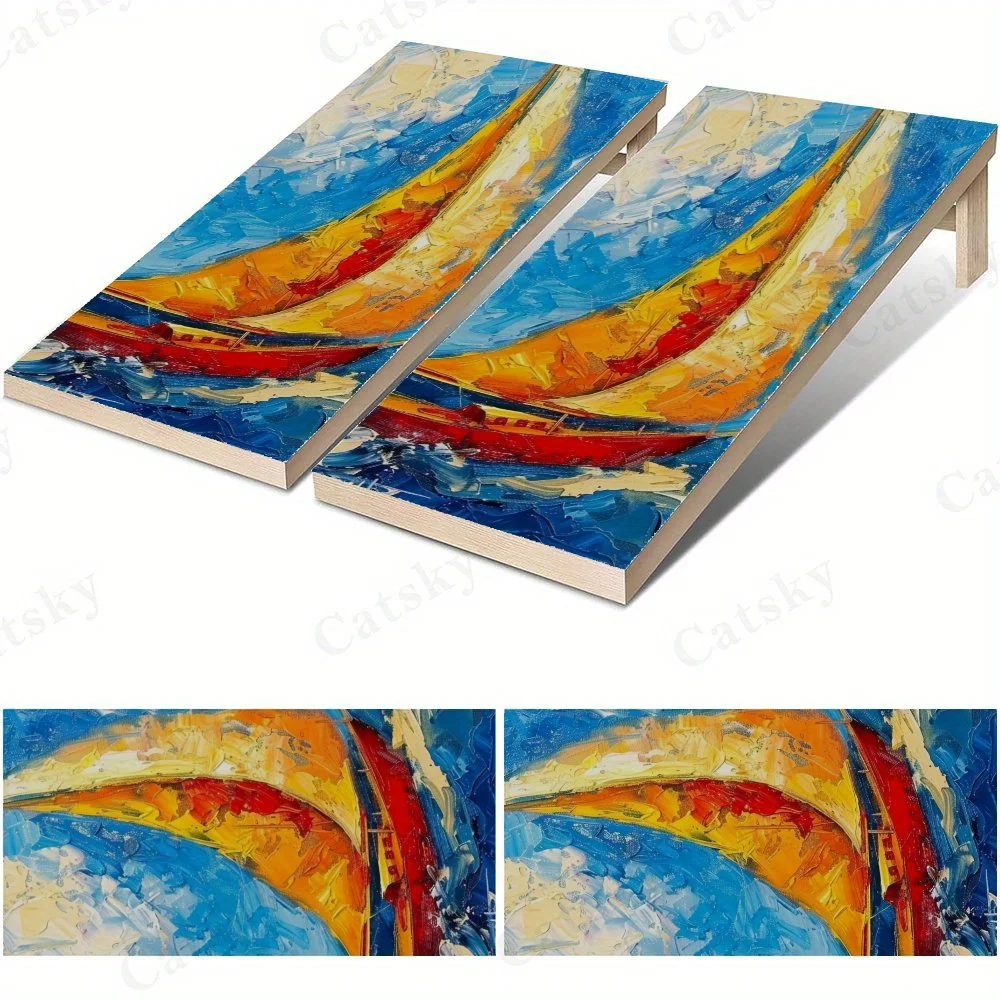 Oil Painting Sailboat   Sandbag Board Sticker.This sandbag board sticker is made from high-quality materials, offering excellent