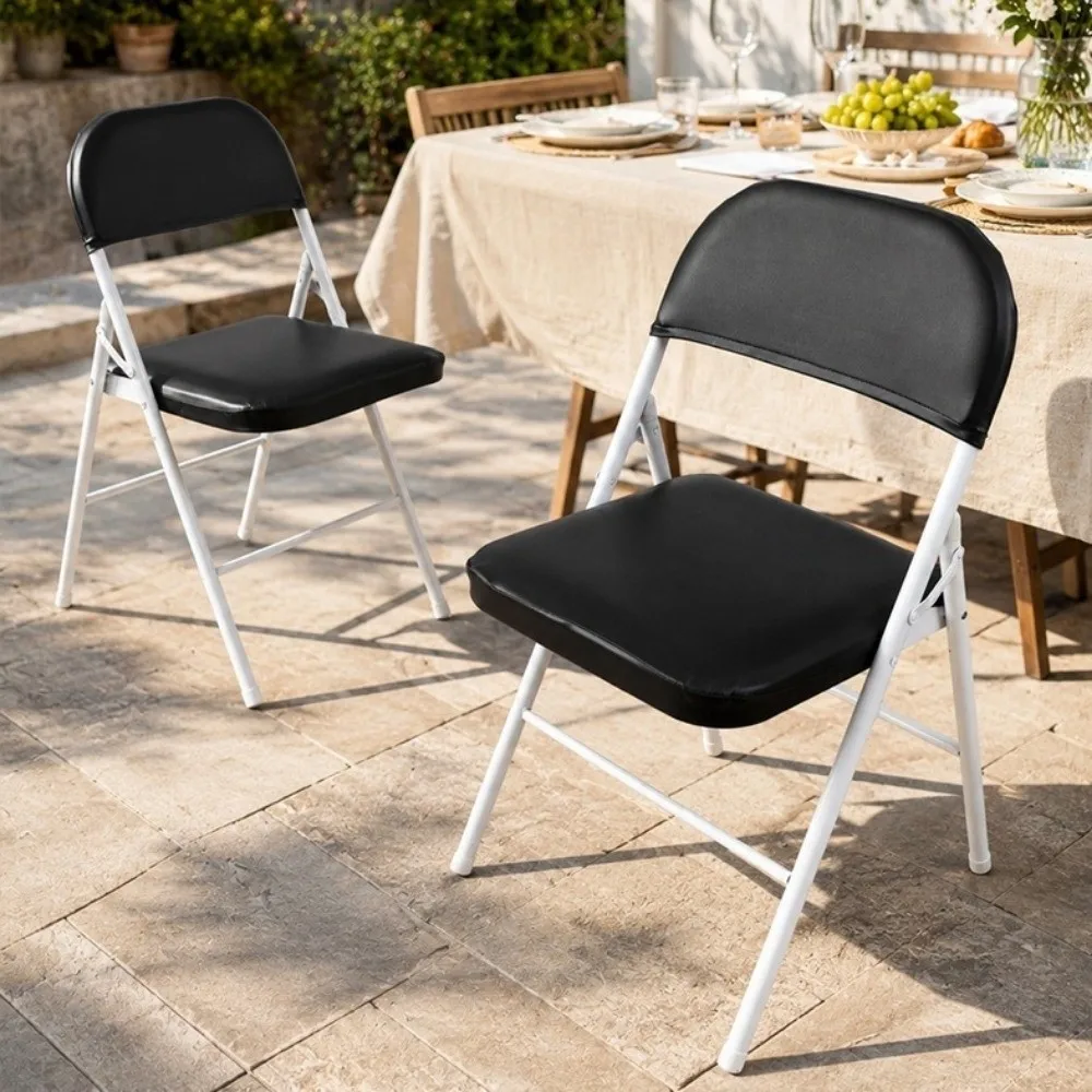 2PCS PU Leather Folding Chair Cover Square Waterproof Elastic Seat Slipcover Removable Dust-proof Split Chair Cover