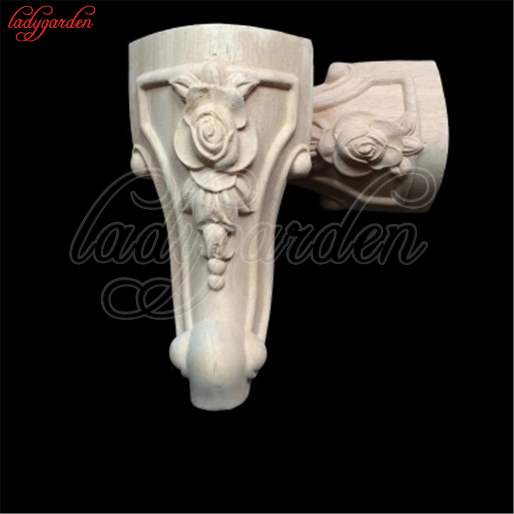 Decorative Furniture Leg Decor Carved Wooden Bed Applique Woodcarving Cabinet Foot Unpainted Miniatures Decal Wood Furniture