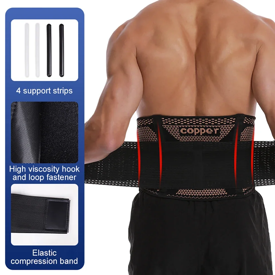 Adjustable Copper Waist Brace Compression Belt Fitness Waist Trainer Girdle Pain Relief Lumbar Waist Support for Men Women