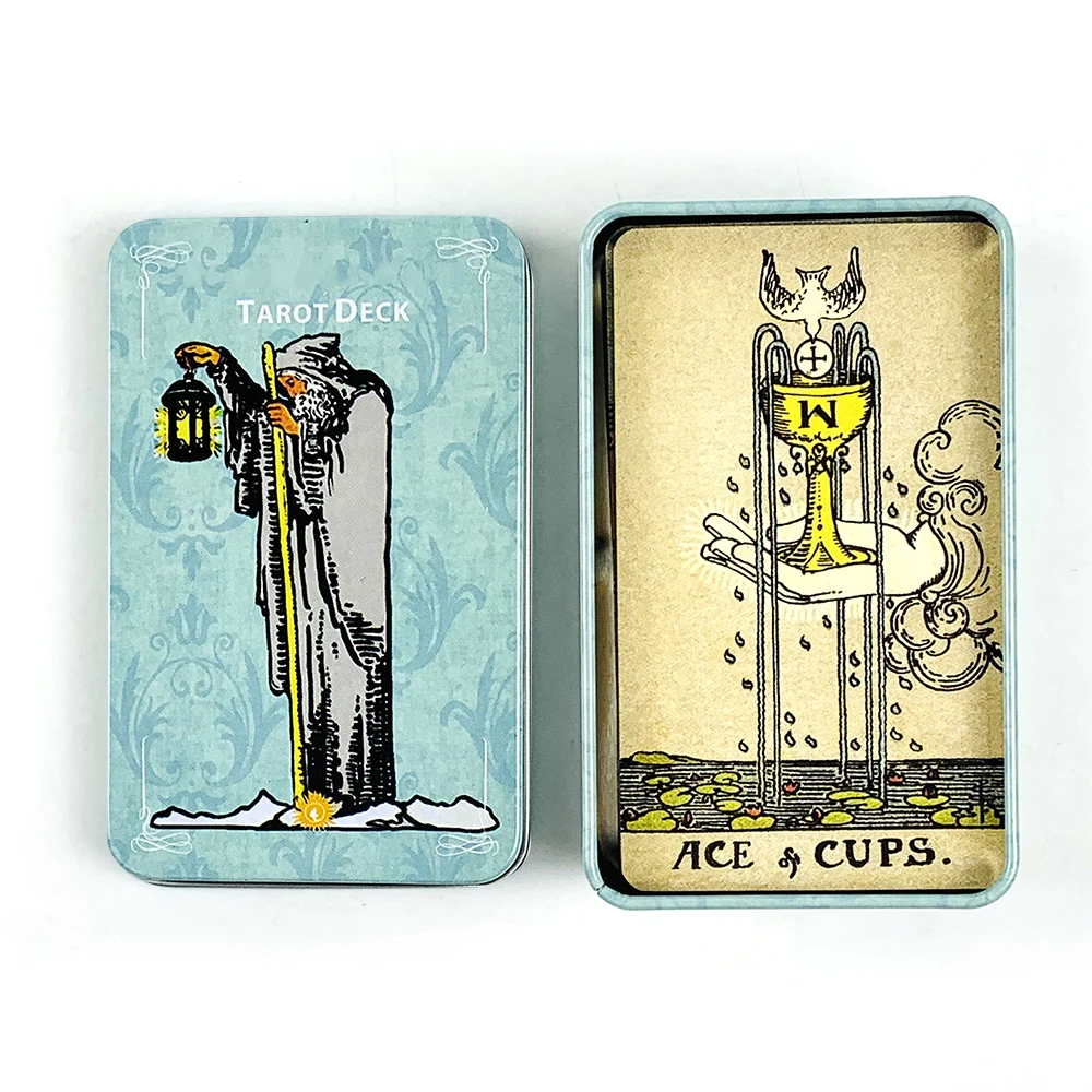 Metal Box Gilded Tarot Cards Fate Divination Family Party Board Games ,High-Quality Cardstock, Perfect For Divination & Gift