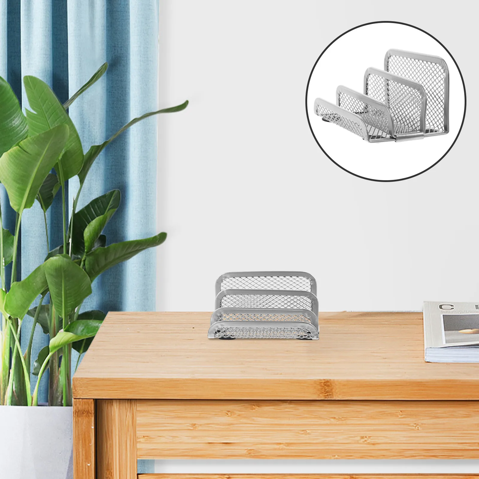 

Sturdy Metal Magazine Rack Desktop File Organizer for Office Home Use Holds Folders Documents Neat Tabletop Book Storage Iron