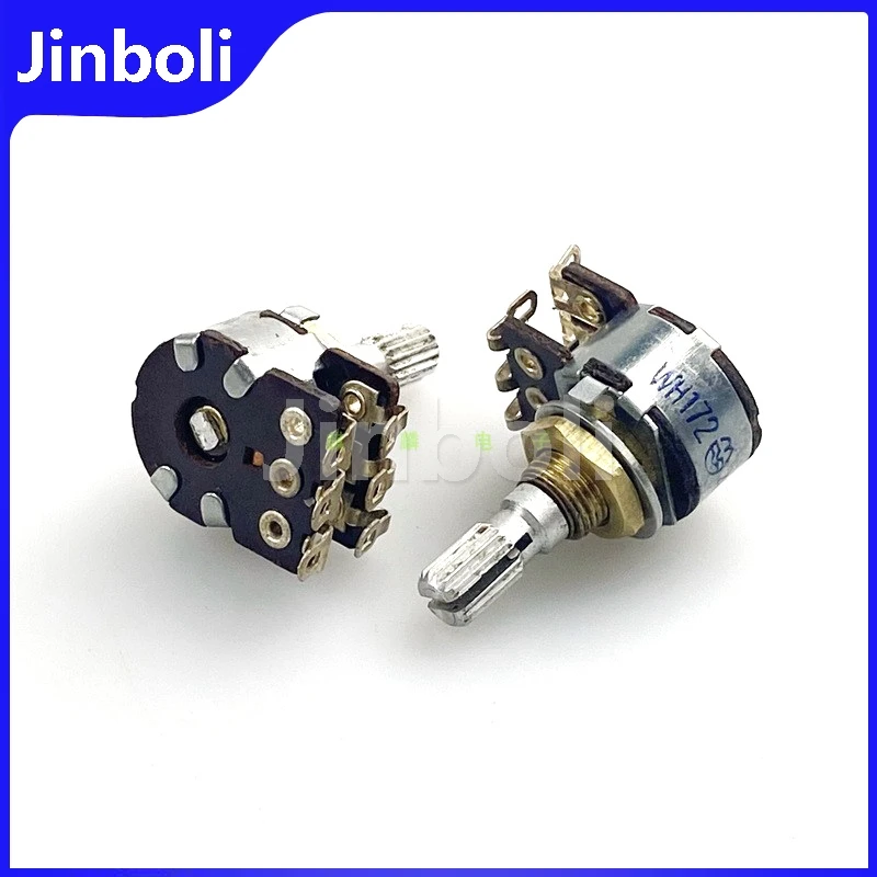 2PCS High Quality WH172 Dual Potentiometer 47K Threading Hole Feet 6Pins Flower Shaft Length 20mm