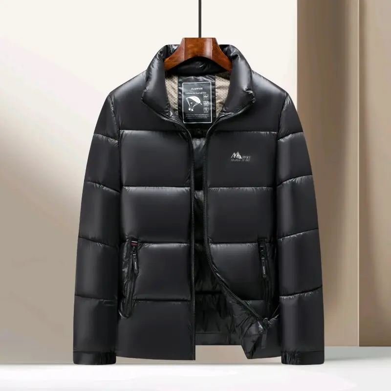 العصرية الوقوف طوق أسفل معطف الرجال 2025 شتاء جديد أنيق دافئ بلون سترة متعددة الألوان أحجام معطف كلاسيكي للرجل