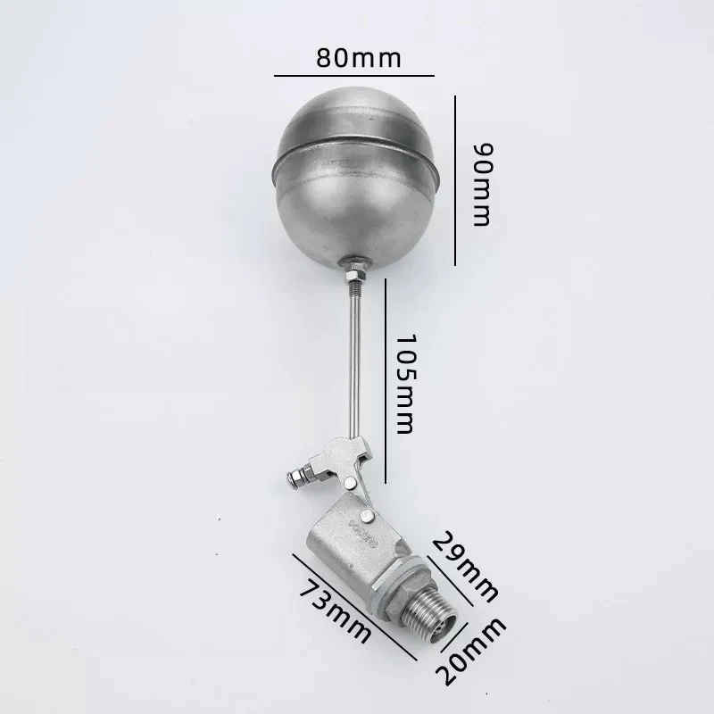 Water Tank Ball Float Valve Preservative Stainless Steel 304 200 Celsius Degree 1/2