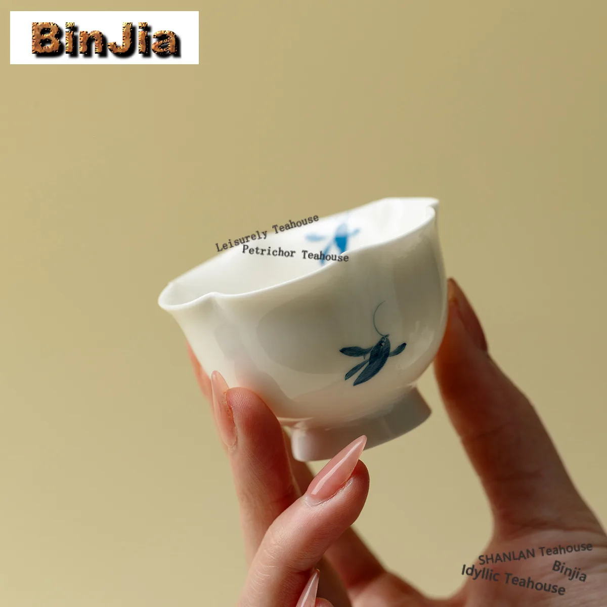 

2pc/lot Hand-painted Orchid Flower Mouth Teacup Boutique Tea Bowl Mug Tea-tasting Smelling Cup Chazhan Master Cups Tea Gift 25ml