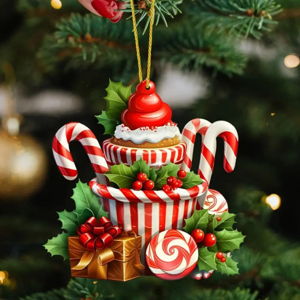 Ornament Gift Set Cute Hanging Ornaments Festive Christmas Ornament Set with Candy Cane Cupcake Lollipop Acrylic for Tree