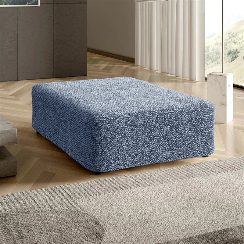 

Stretch Ottoman Stool Cover Seersucker Solid Color Footstool Covers Rectangle Anti-dirty Footrest Slipcovers Furniture Protector