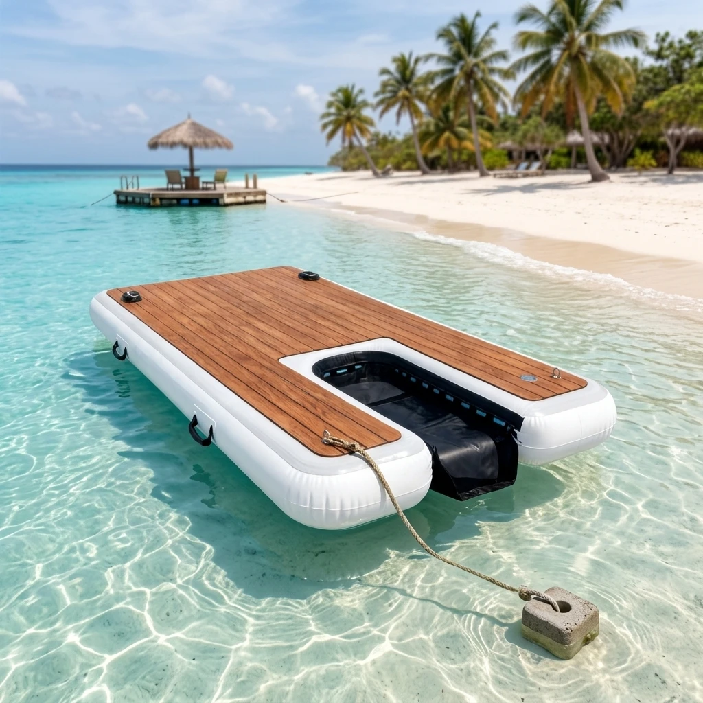 2026 Portable Inflatable Boat Ramp Float Ramp Ladder on Water Pet Boat or Pool Floating Climb Air Dock Platform Dog Ramp
