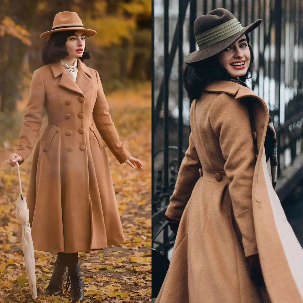 Vintage Winter Women Blazer Dress A Line Camel Long Woolen Coat Formal Casual Outwear Overcoat Customized Evening Party Outfit