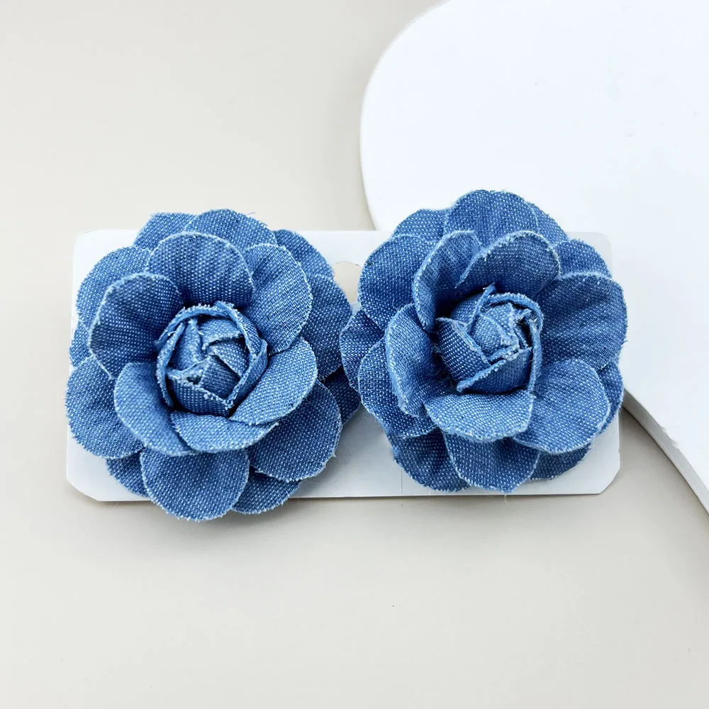 Exaggerate Big Flower Drop Earrings Bohemian Vintage Blue Rose Flower Earrings for Women Statement Jewelry Trend New