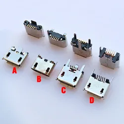 10X USB 2.0 Charging Socket Micro USB 5Pin Connector B Type Female 180 Degree SMT DIP Flat Mouth Bluetooth Audio Interface Jack