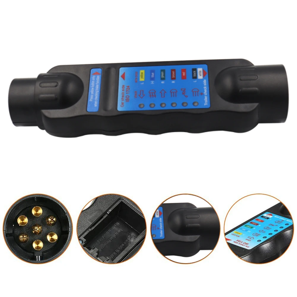 Wiring Circuit Tester Connector 12V Trailer Plug Socket Tester 7-Pin Wiring Circuit Light Test Tool for Trailer Towing