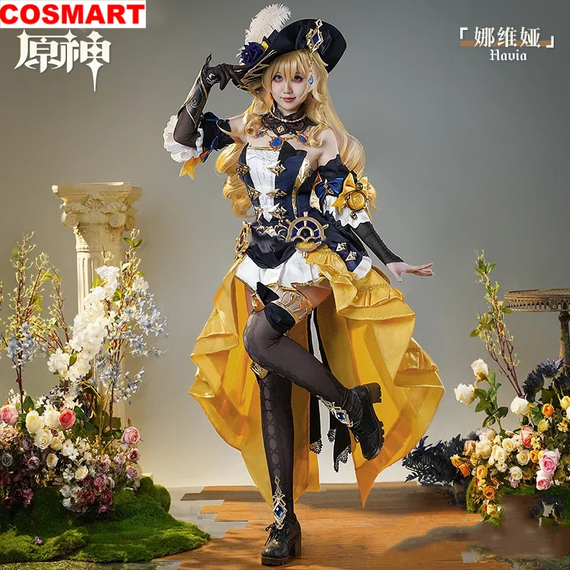 COSMART Genshin Impact Navia Game Suit Gorgeous Dress Uniform Cosplay Costume Halloween Party Role Play Outfit Women S-3XL