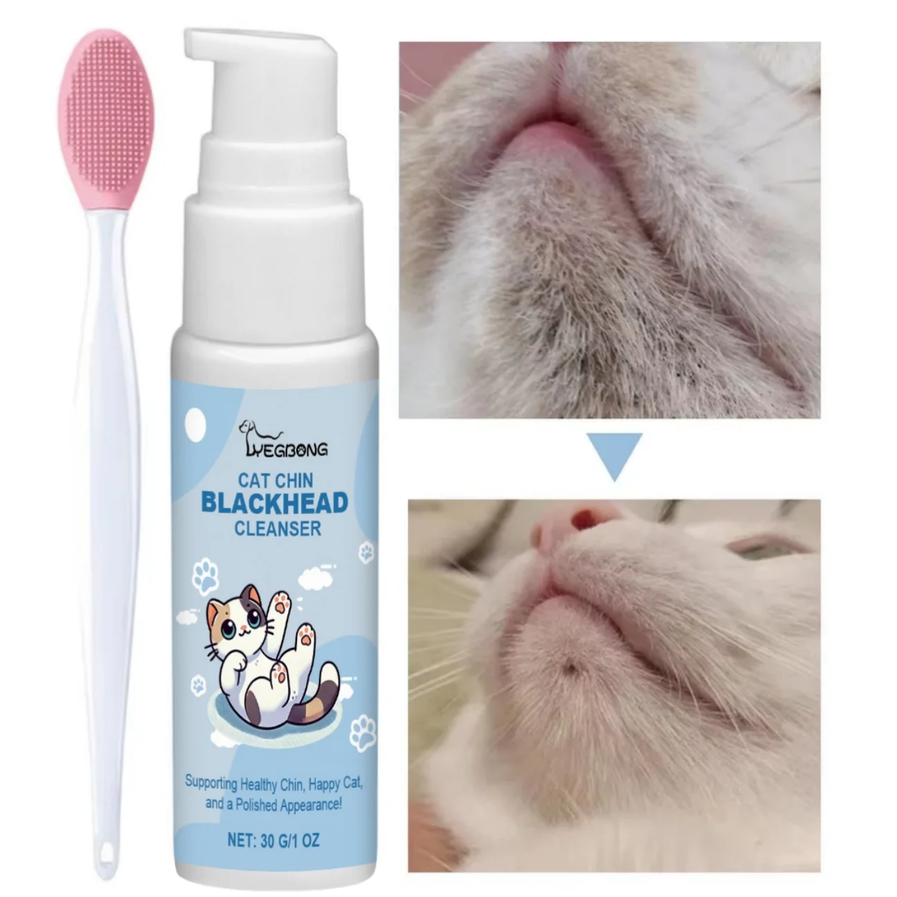 30g Pet Chin Cleaner Blackhead Cleaning Lotion Pet Chin Acne Care Brush Grooming Supplies Tooth Stain Remover For Dogs Cats