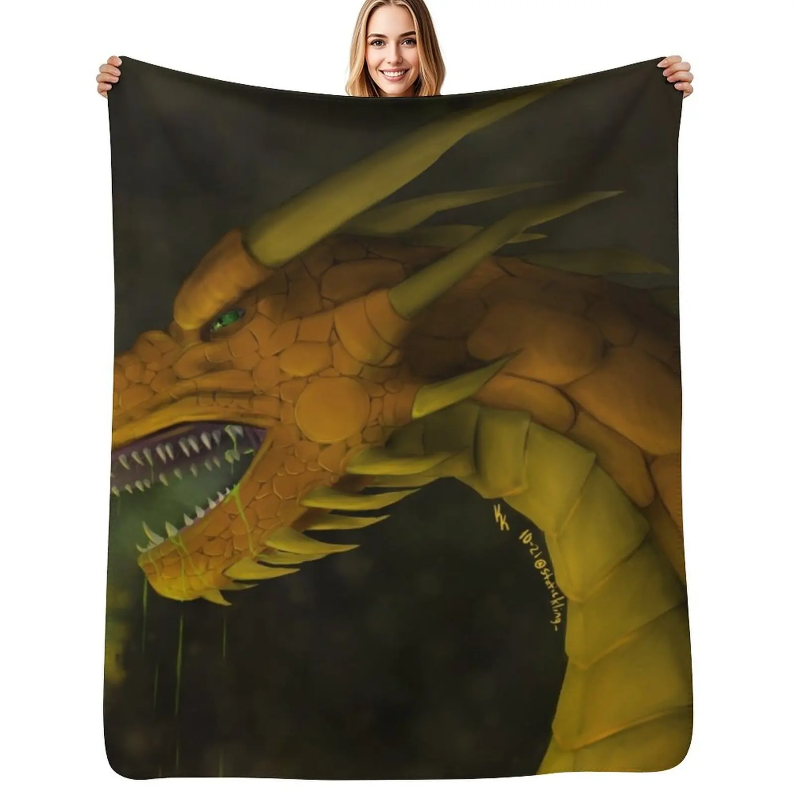 

Bronze Dragon Throw Blanket Cozy Sofa Blanket for TV Watching Napping