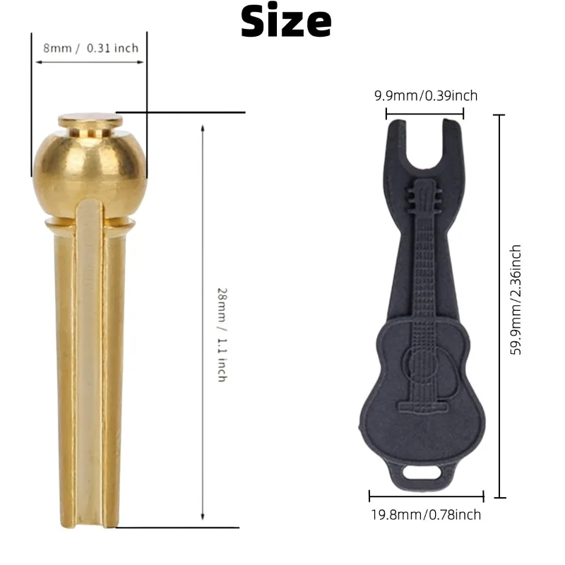 1Set Akustische Gitarre Bridge Pin Gitarre Saiten Nagel Massivem Kupfer Messing mit Gitarre Bridge Pin Puller