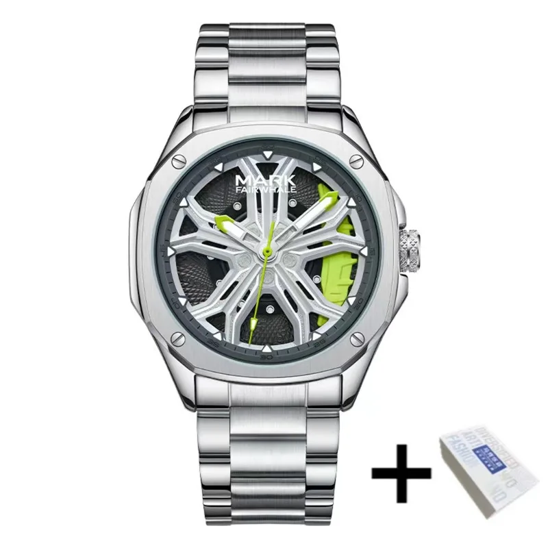 FAIRWHALE Watches For Men 5060 Rotating Dial Stainless Steel Quartz Watches Fashion Luminous Waterproof Mens Watch Reloj Hombre