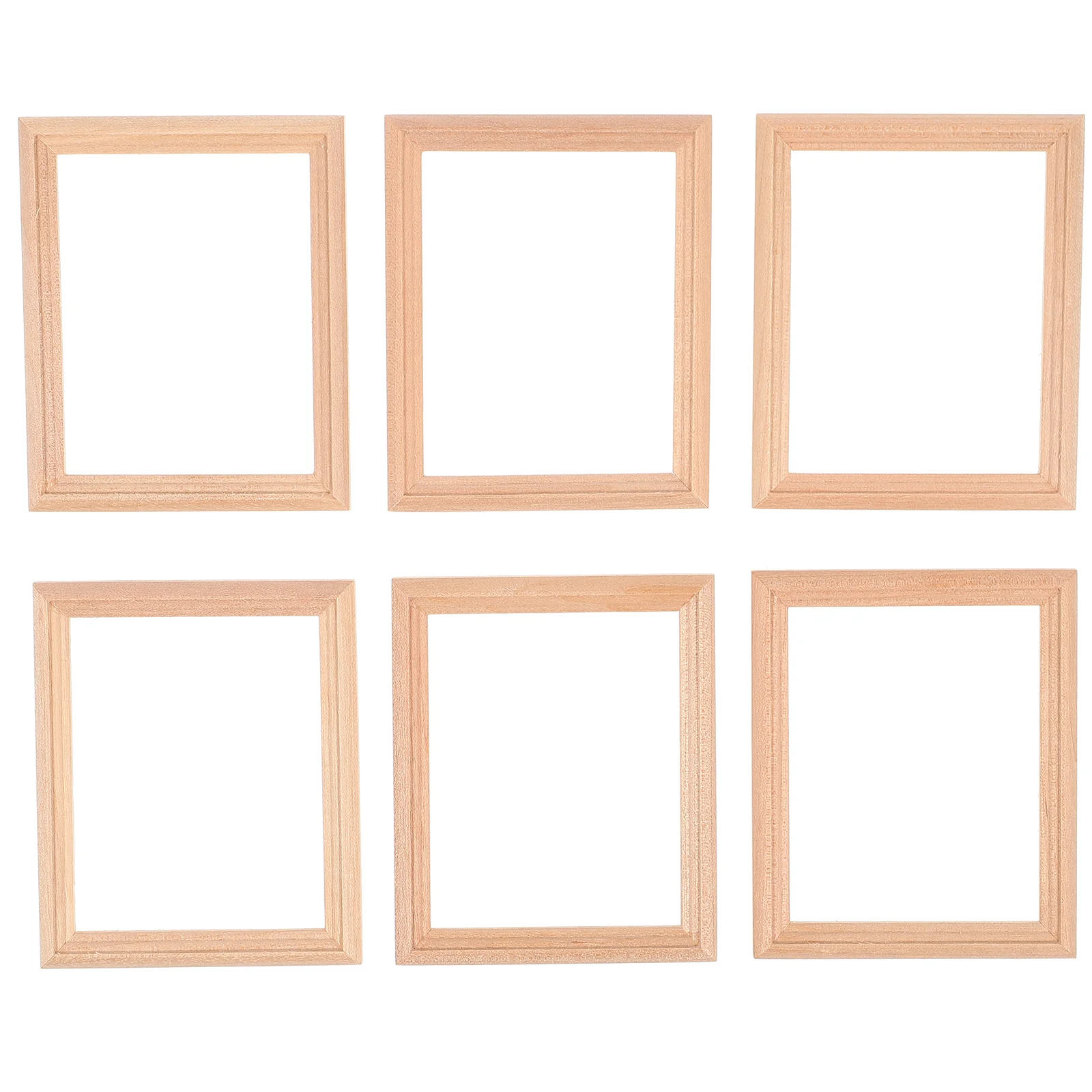 

6 Pcs Micro World Supplies Wooden Ornament Photo Album Frame Mini House Decor