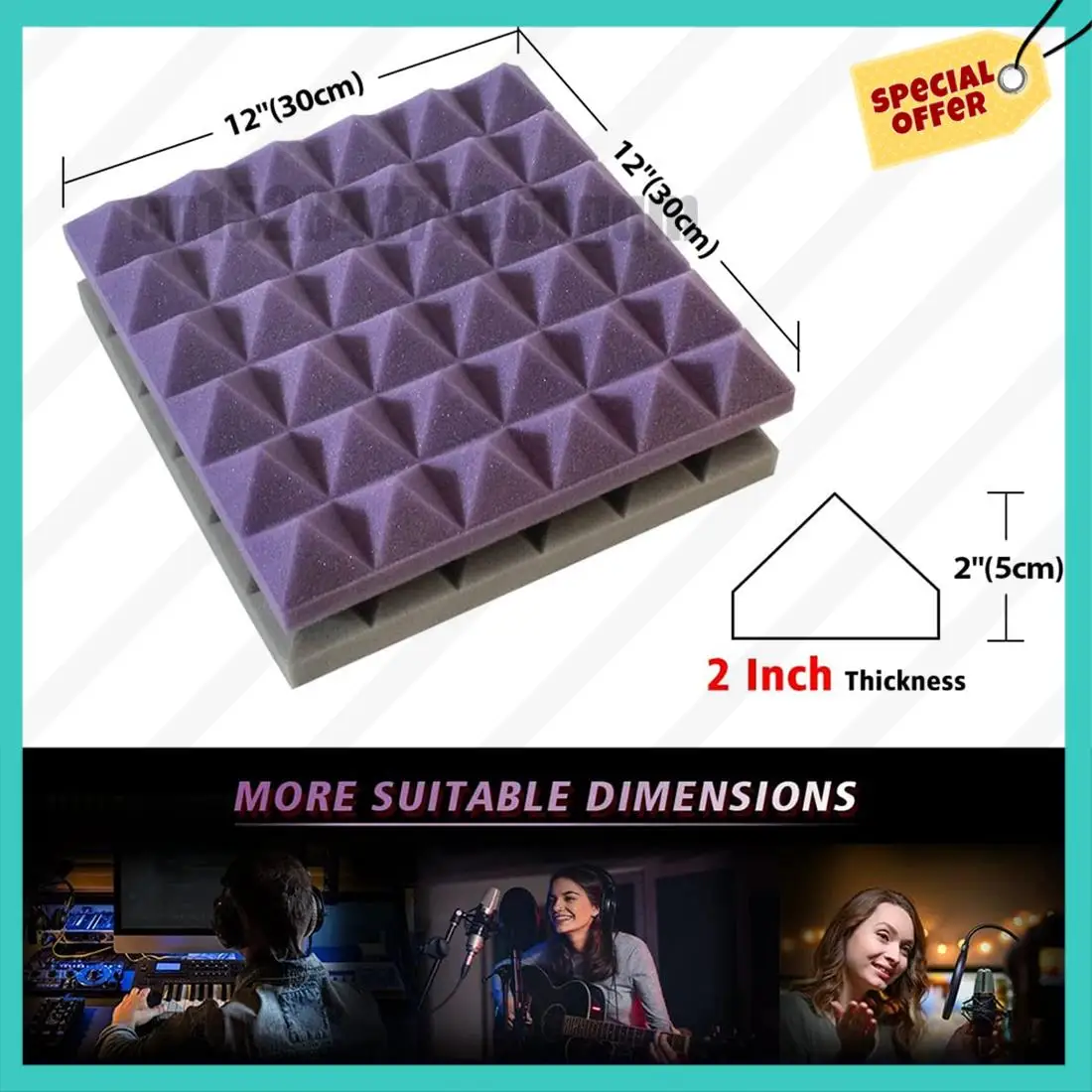 -ABJZ 24 Pack Acoustic Panels,Sound Proof Foam Panels,Studio Soundproofing Wedges,Wall Reduce Noise Foam,For Music Studio,Etc