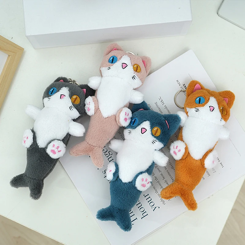 Ciondolo per bambola di peluche Portachiavi giocattolo morbido Adorabile sirena Gatto Zaino Portachiavi Peluche Regalo di festa per zaino per le vacanze