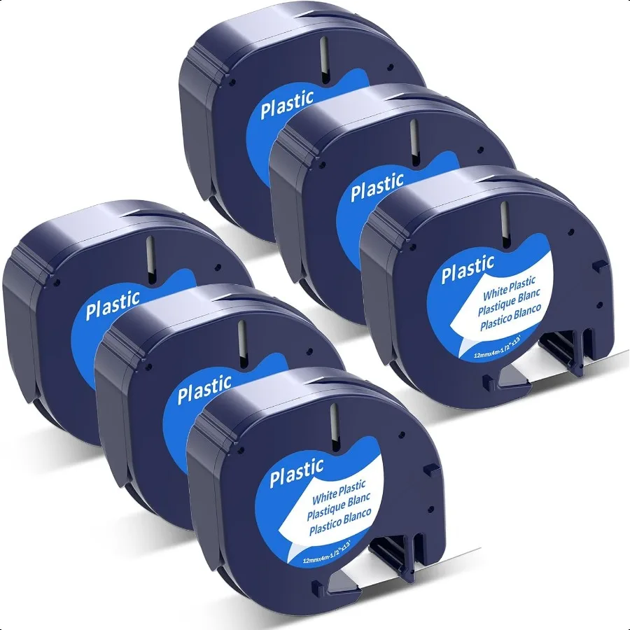 

6 упаковок, совместимых с заправками Dymo Letratag 91331, белая пластиковая лента для изготовления этикеток, 12 мм x 4 м, 1 2 x 13 футов, совместимая с Dymo Labe