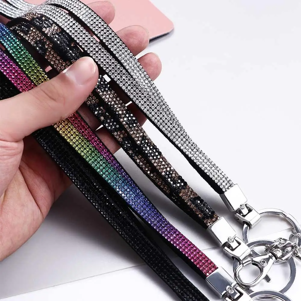 

ID Card Holder Neckband Lanyard Luxury Rhinestone Keys Holder Neck Strap Phone Lanyard Mobile Phone Straps Keychain Lanyard