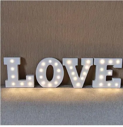 Lâmpada LED para decoração do partido, vitrine, Scrabble, mesa de sobremesa, casamento, branco, 15cm