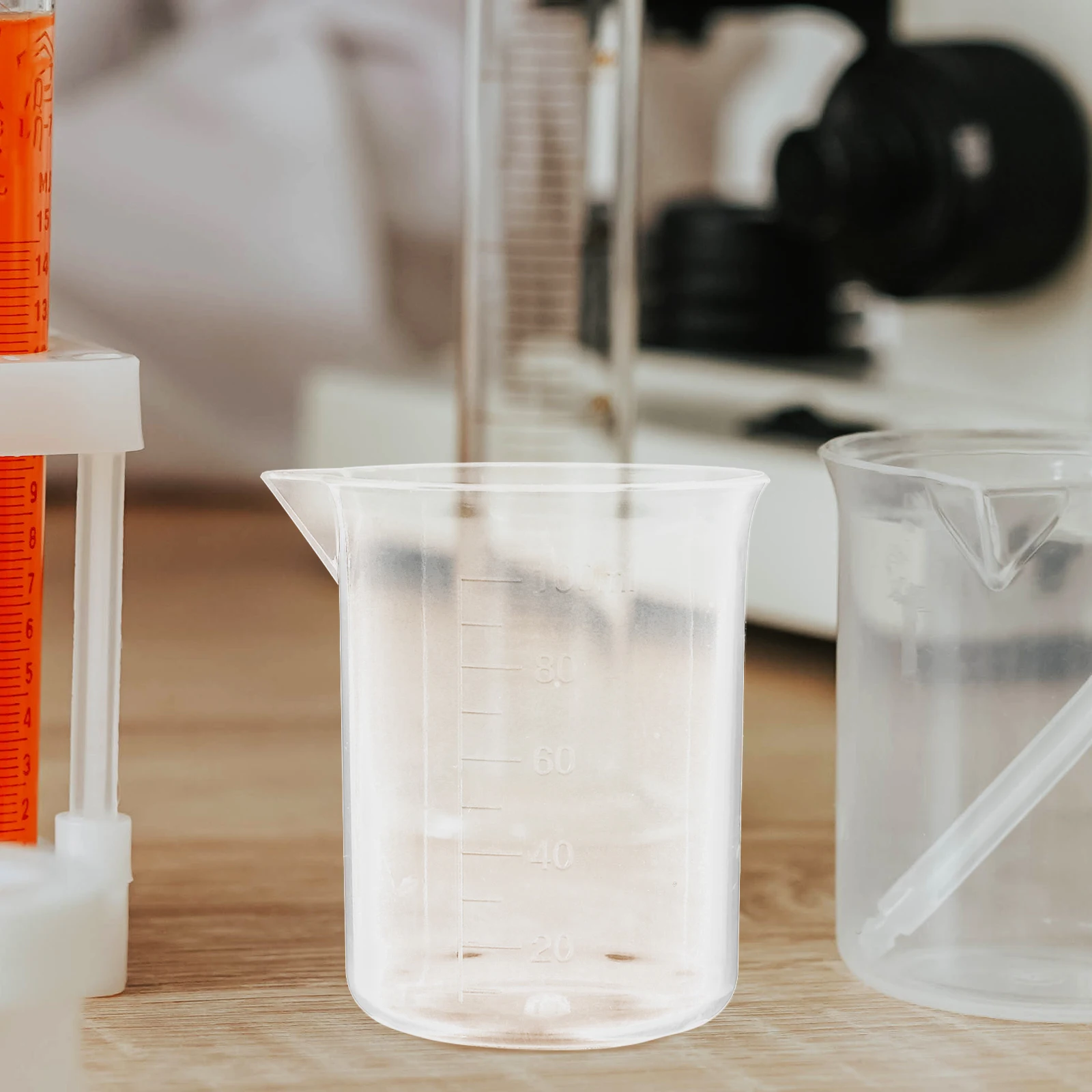 

6pcs 100Ml Plastic Measuring Beaker Pp Graduated Cup For Laboratory Baking Liquid Storage High Temp Resistant Wide Mouth Easy