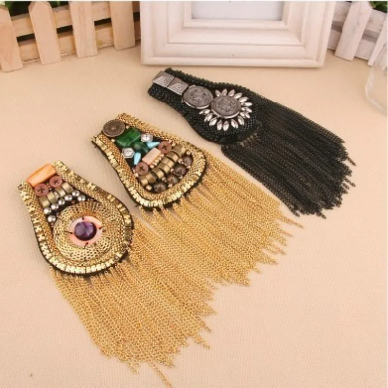 Dress DIY accessories women show vintage metal fringed epaulettes suit brooch men shoulder accessories ornaments