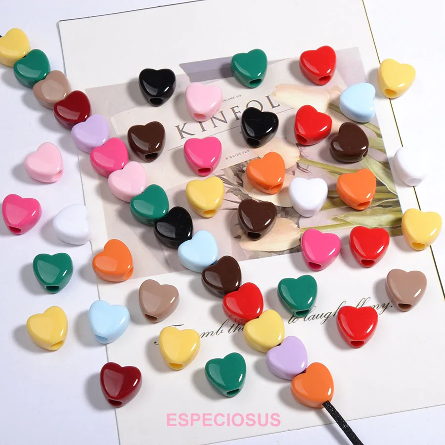 11MM Geschilderd Multi Color Acryl Hartvormig Groot Gat Losse Kralen DIY Sieraden Accessoires Ketting Fittings Afdelingen Spacer