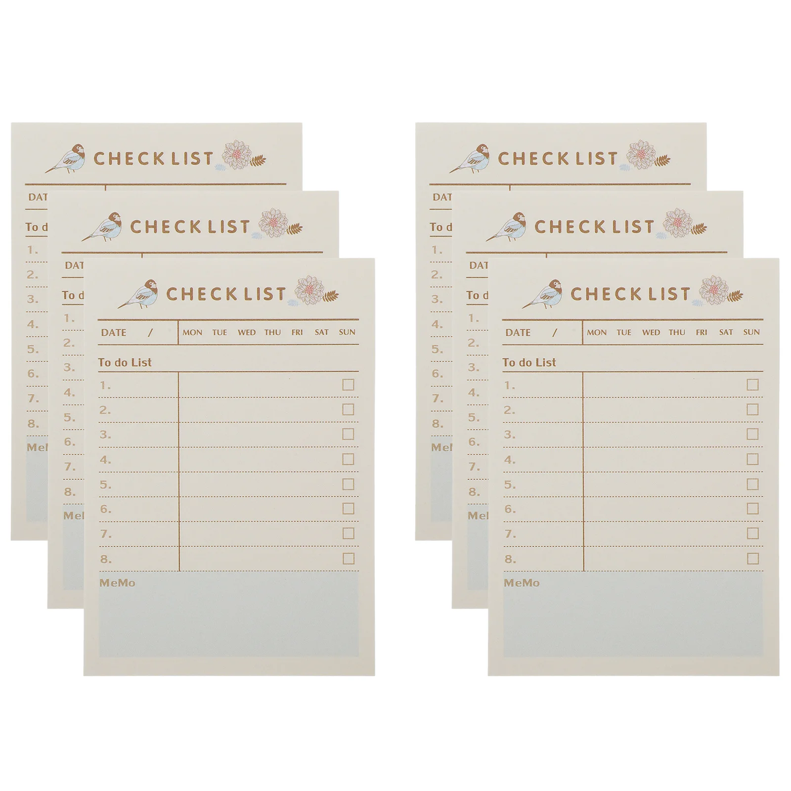 

6 Books Adhesive Daily Memo Notepad Functional to-Do List Planner for Office School Portable Small Writing Notepads