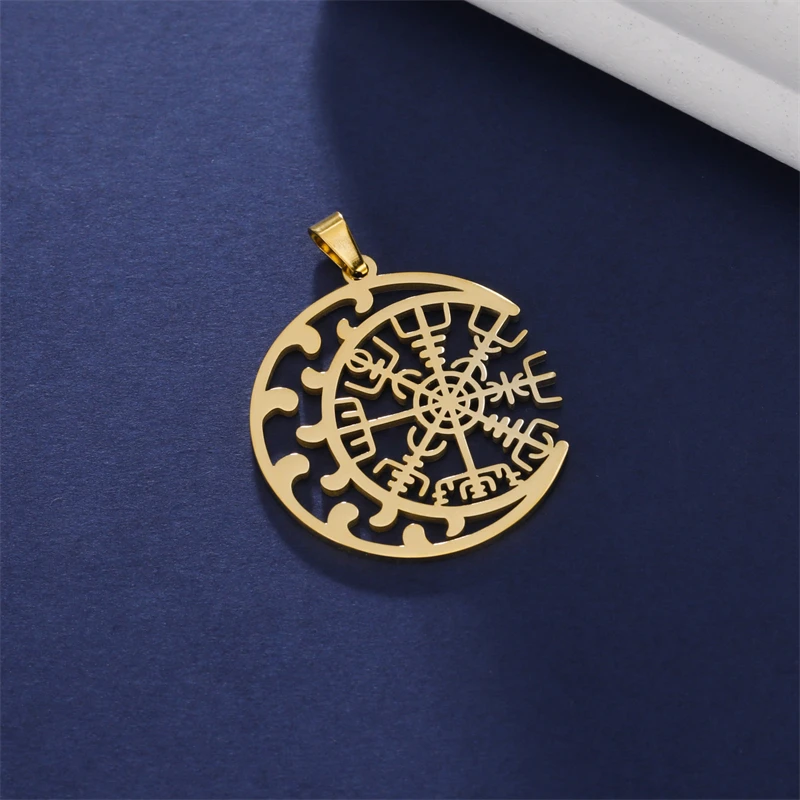 European Charms 5pcs/ Lot Stainless Steel Moon Snowflake Hollow Necklace  For Women Hot Fashion Vintage Trendy Pendant Jewelry image 4