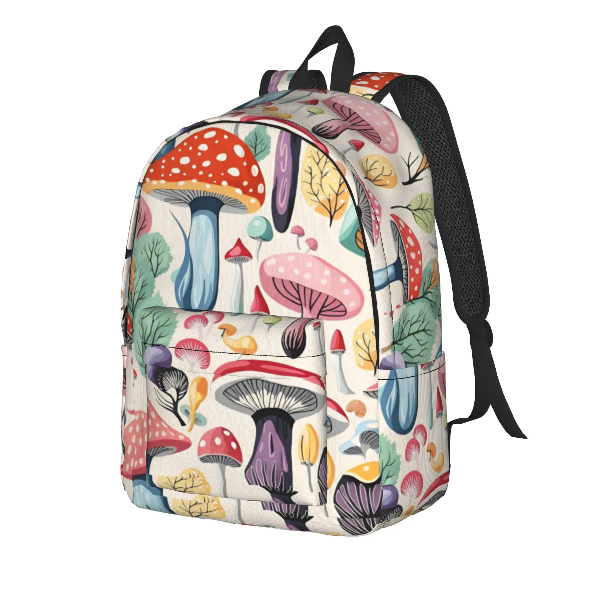 Colorful Mushrooms Cool Backpack with Pocket Student Work  Daypack for Men Women College Shoulder Bag