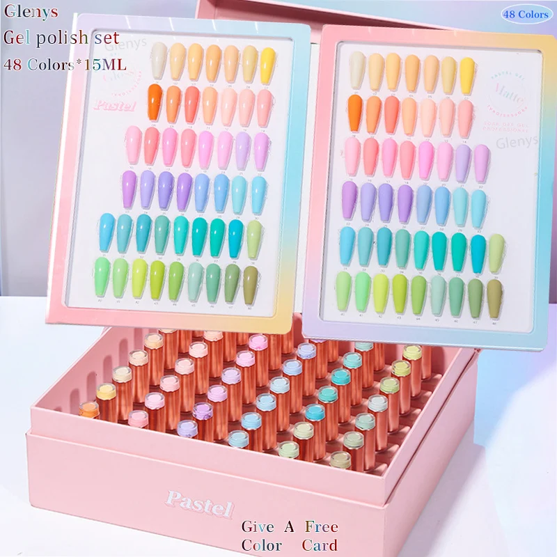 Glenys 48 couleurs Macaron vernis à ongles gel net rouge populaire gel d'immersion semi permanent UV LED salon de manucure art vernis ensemble