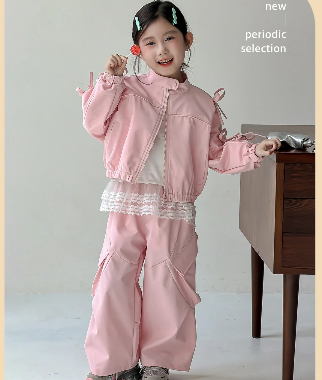 Girls' Suit 2026 Autumn and Winter New Children's Clothes Korean Style Girl Baby Bowtie Coat Overalls Two-piece Set