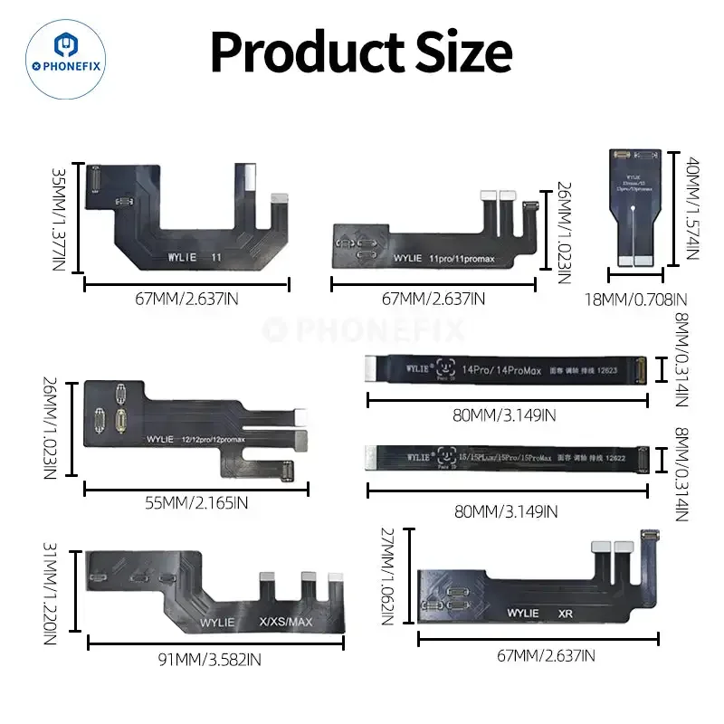 WYLIE Dot Matrix Extension Flex Cable For iPhone X XR XS MAX 11 12 13 14 15 Pro Max Face ID Lattice Test Alignment Maintenance