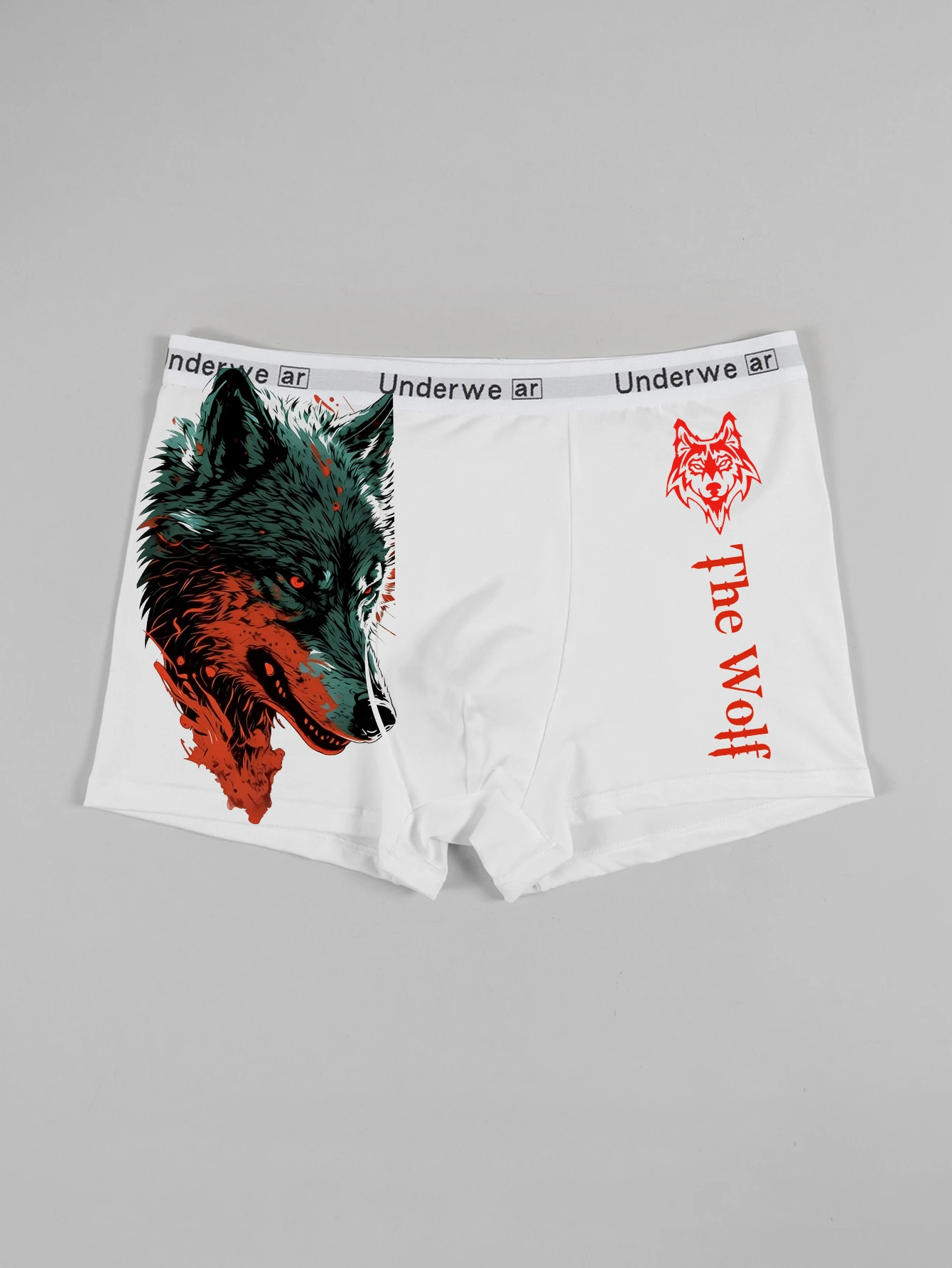 

Мужские трусы-боксеры Animal Art, белый фон с яркими принтами волка, контурная посадка для спорта и повседневного использования